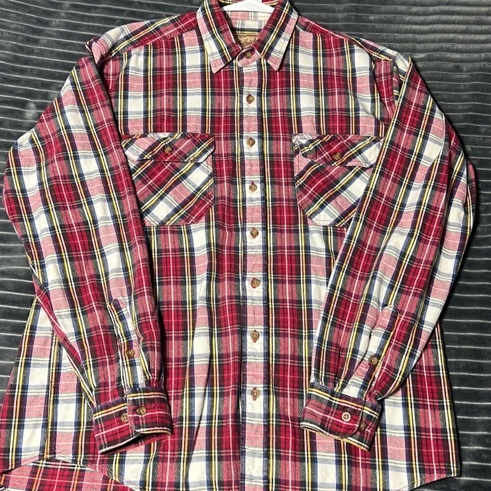 🔥🔥 WOOLRICH Thick Cotton Flannel‎ Button Shirt - Sz L Long - PERFECT Condition